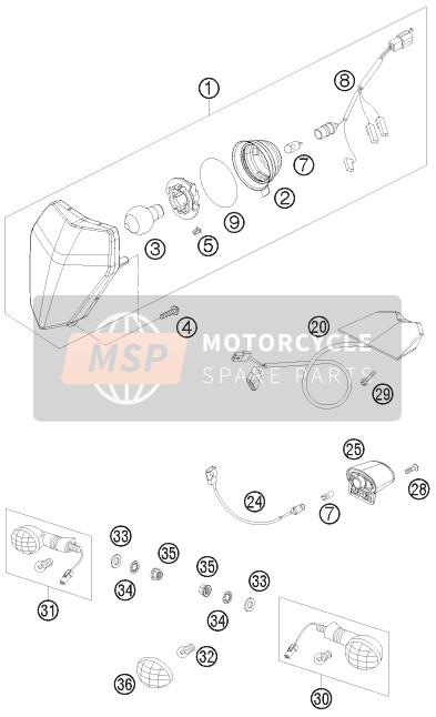 KTM 250 EXC E-STARTER Europe 2010 Verlichtingssysteem voor een 2010 KTM 250 EXC E-STARTER Europe