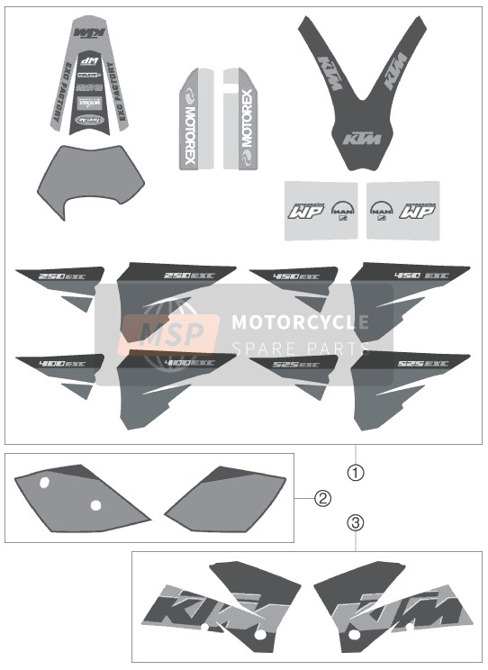 KTM 250 EXC FACTORY Europe 2005 Calcomanía para un 2005 KTM 250 EXC FACTORY Europe