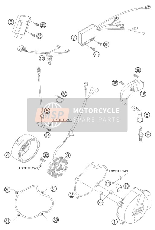 KTM 250 EXC FACTORY Europe 2005 Ignition System for a 2005 KTM 250 EXC FACTORY Europe