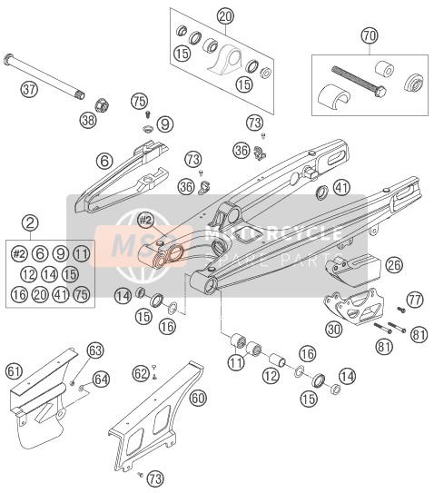 KTM 250 EXC FACTORY Europe 2005 Swing Arm for a 2005 KTM 250 EXC FACTORY Europe