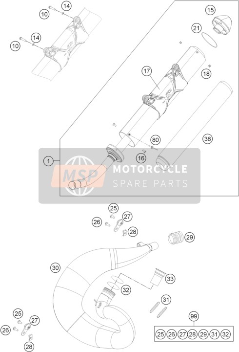 KTM 250 EXC FACTORY EDIT. Europe 2011 Uitlaatsysteem voor een 2011 KTM 250 EXC FACTORY EDIT. Europe