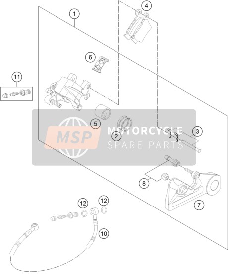 KTM 250 EXC FACTORY EDIT. Europe 2011 Rear Brake Caliper for a 2011 KTM 250 EXC FACTORY EDIT. Europe