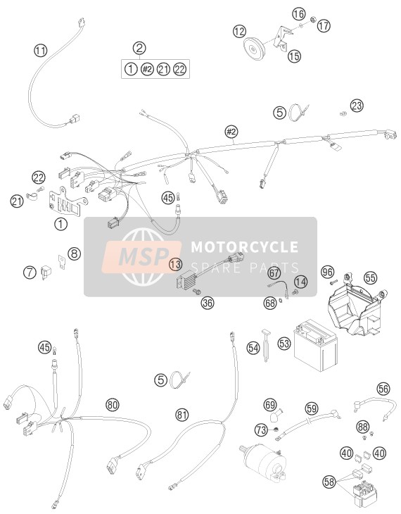 KTM 250 EXC FACTORY EDIT. Europe 2011 Faisceau de câblage pour un 2011 KTM 250 EXC FACTORY EDIT. Europe