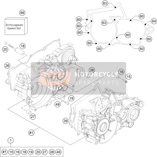 KTM 250 EXC FACTORY EDITION Europe 2015 Boîtier moteur pour un 2015 KTM 250 EXC FACTORY EDITION Europe