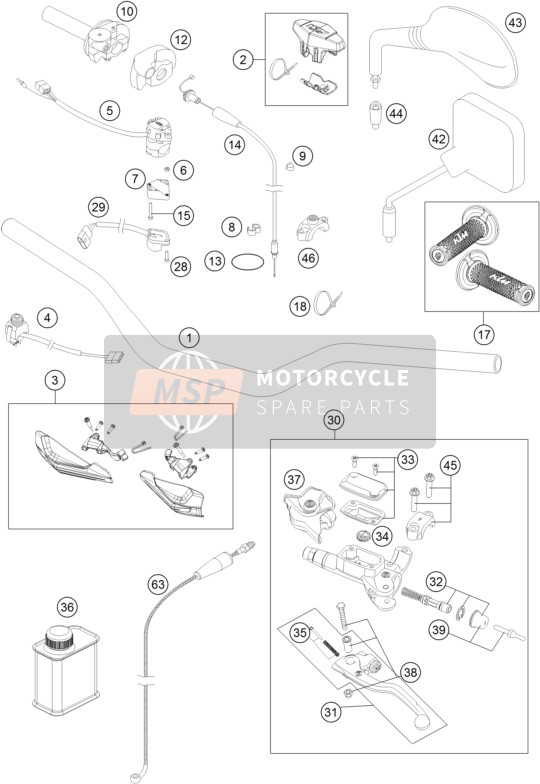 KTM 250 EXC FACTORY EDITION Europe 2015 Stuur, Besturing voor een 2015 KTM 250 EXC FACTORY EDITION Europe