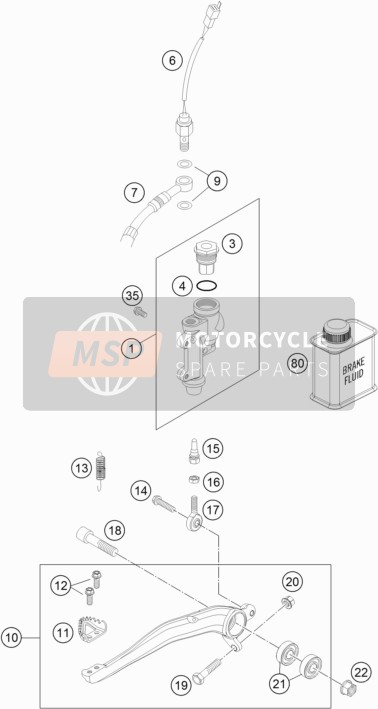 KTM 250 EXC FACTORY EDITION Europe 2015 Commande de frein arrière pour un 2015 KTM 250 EXC FACTORY EDITION Europe