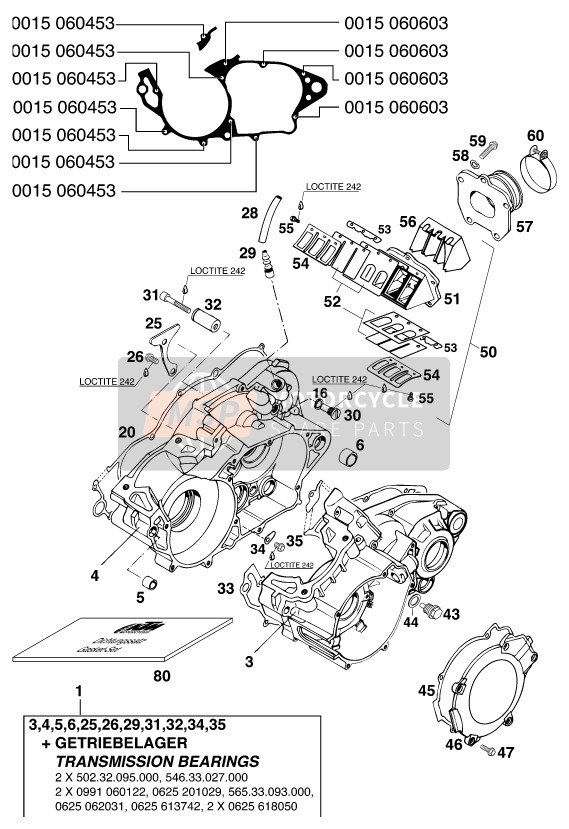 KTM 250 EXC M/O 13LT USA 1997 Engine Case for a 1997 KTM 250 EXC M/O 13LT USA