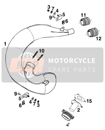 KTM 250 EXC M/O 13LT USA 1997 Impianto di scarico per un 1997 KTM 250 EXC M/O 13LT USA