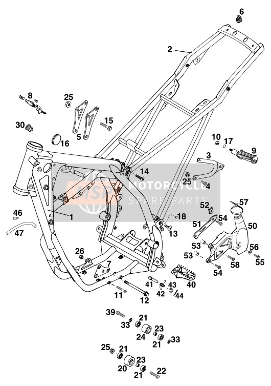 KTM 250 EXC M/O 13LT USA 1997 Frame for a 1997 KTM 250 EXC M/O 13LT USA