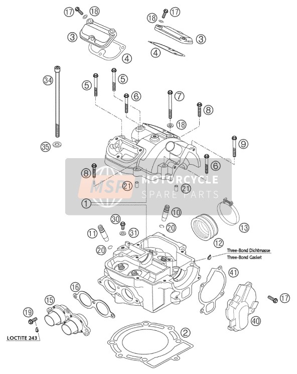 KTM 250 EXC RACING Europe 2002 Cylinder Head for a 2002 KTM 250 EXC RACING Europe