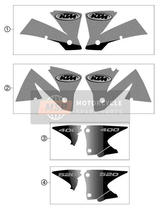 KTM 250 EXC RACING Australia 2002 Decalcomania per un 2002 KTM 250 EXC RACING Australia