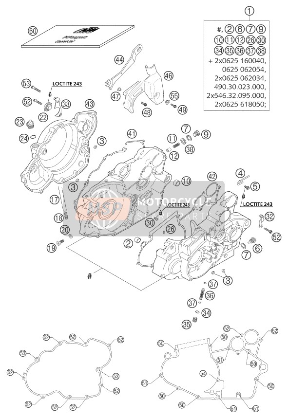 KTM 250 EXC RACING Australia 2002 Cassa del motore per un 2002 KTM 250 EXC RACING Australia