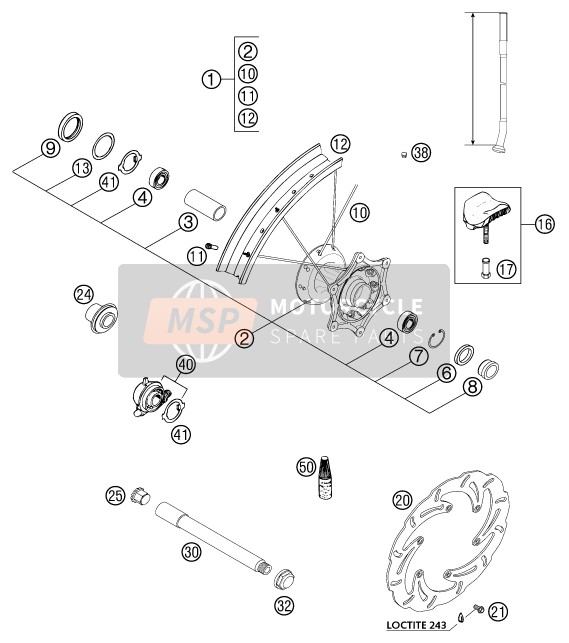 KTM 250 EXC RACING Australia 2002 Front Wheel for a 2002 KTM 250 EXC RACING Australia