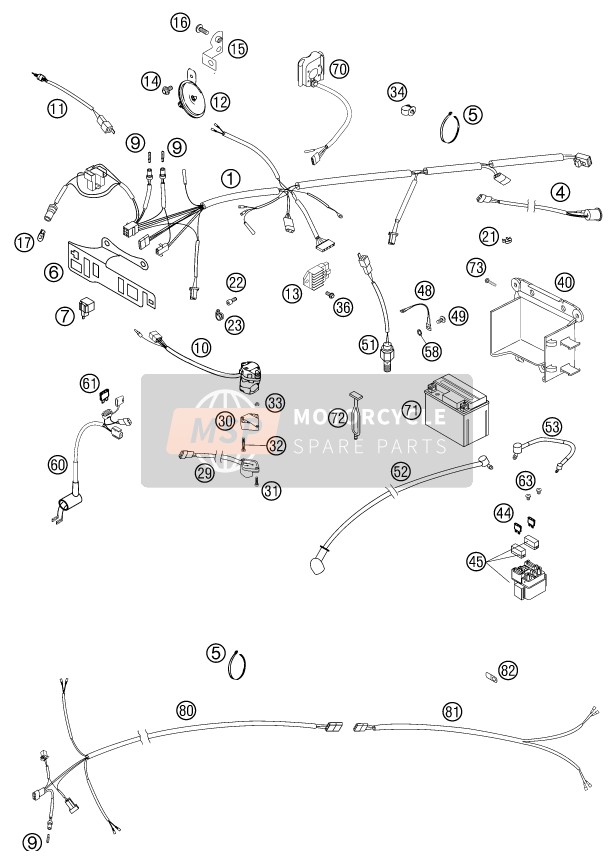 KTM 250 EXC RACING Australia 2002 Wiring Harness for a 2002 KTM 250 EXC RACING Australia