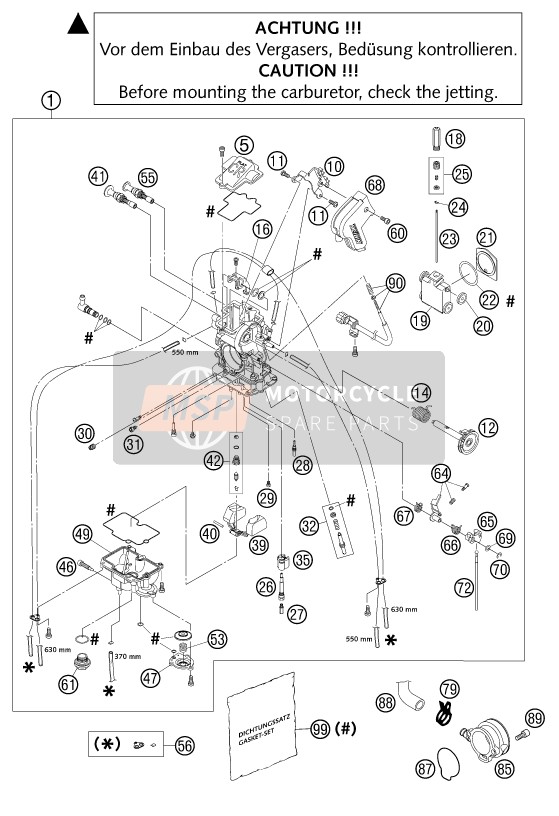 KTM 250 EXC RACING USA 2002 Carburettor for a 2002 KTM 250 EXC RACING USA