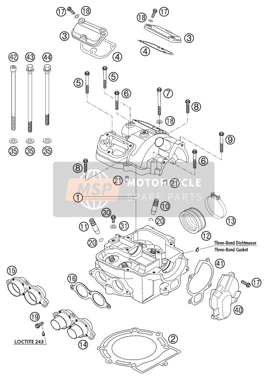 KTM 250 EXC RACING Australia 2003 Cylinder Head for a 2003 KTM 250 EXC RACING Australia