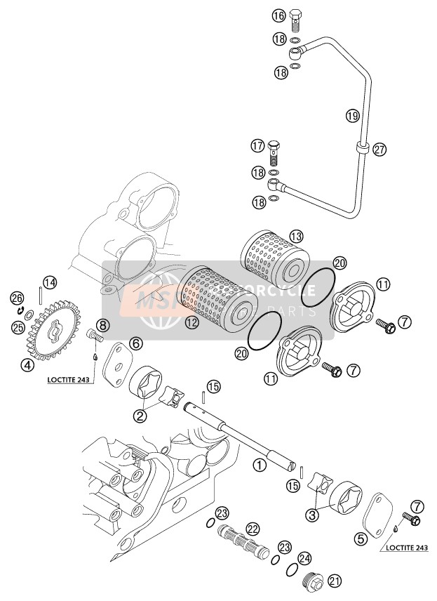 59038035000, Olie Lijn Steel CASE-CYL.Head, KTM, 0