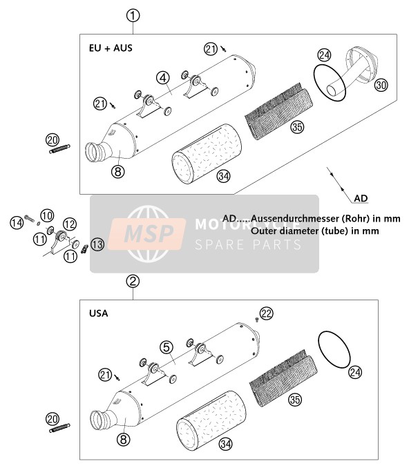 59505081000, Silencer 400 Exc Throttled 02, KTM, 1