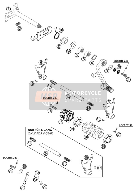 KTM 250 EXC RACING Great Britain 2003 Shifting Mechanism for a 2003 KTM 250 EXC RACING Great Britain