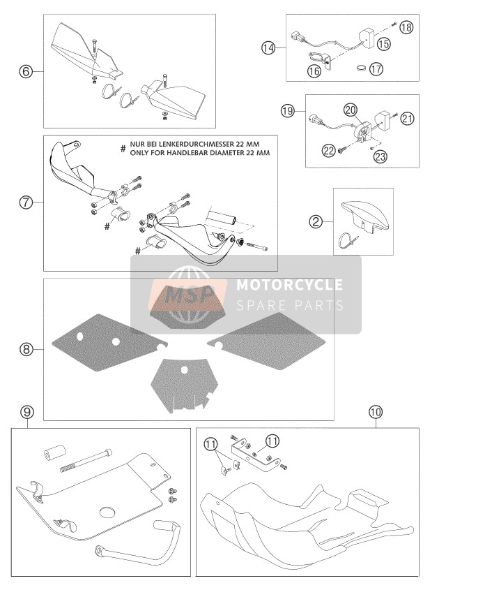 KTM 250 EXC RACING Europe 2004 Accessories for a 2004 KTM 250 EXC RACING Europe