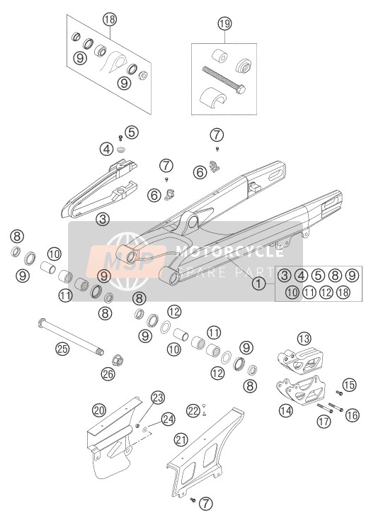 KTM 250 EXC RACING Europe 2004 Swing Arm for a 2004 KTM 250 EXC RACING Europe