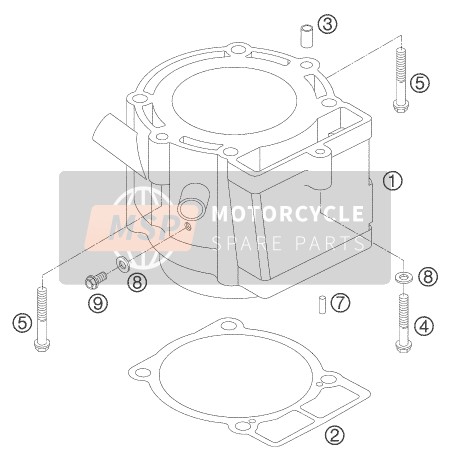 KTM 250 EXC RACING Europe 2005 Cylinder for a 2005 KTM 250 EXC RACING Europe