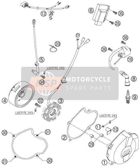 KTM 250 EXC RACING Europe 2006 Ignition System for a 2006 KTM 250 EXC RACING Europe