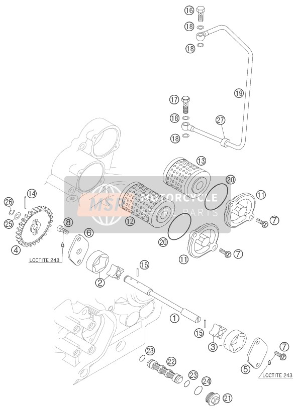 KTM 250 EXC RACING Europe 2006 Lubricating System for a 2006 KTM 250 EXC RACING Europe