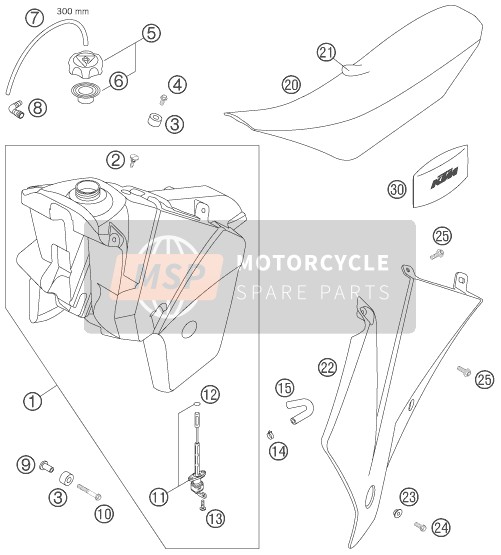 KTM 250 EXC RACING Europe 2006 Tank, Seat for a 2006 KTM 250 EXC RACING Europe