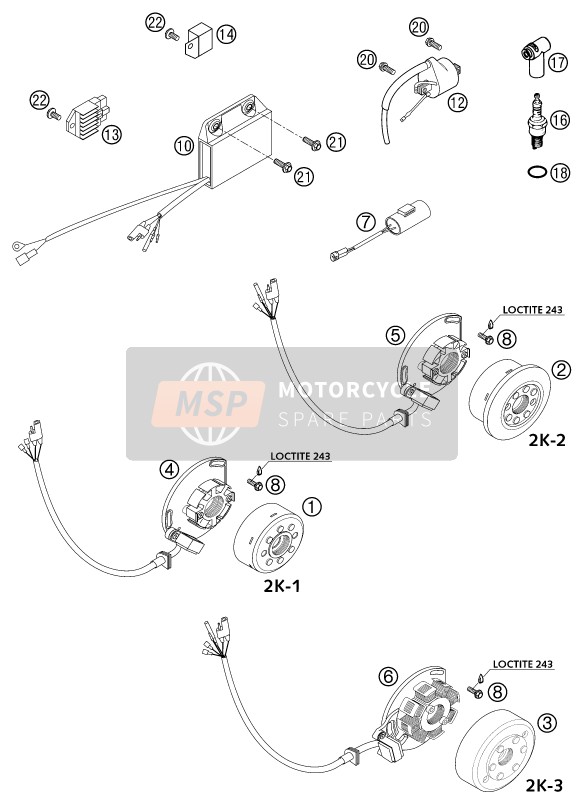 KTM 250 EXC SIX-DAYS Europe 2002 Sistema de encendido para un 2002 KTM 250 EXC SIX-DAYS Europe