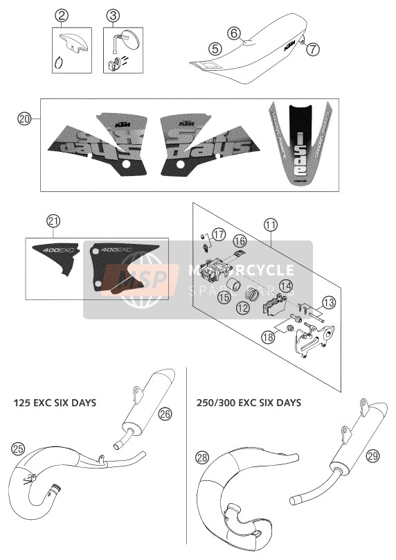 KTM 250 EXC SIX-DAYS Europe 2003 Accessories for a 2003 KTM 250 EXC SIX-DAYS Europe