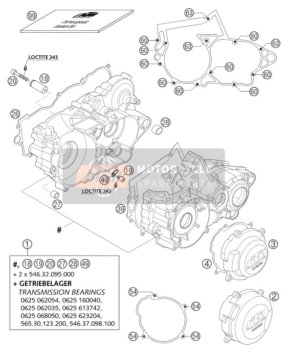 KTM 250 EXC SIX-DAYS Europe 2004 Engine Case for a 2004 KTM 250 EXC SIX-DAYS Europe