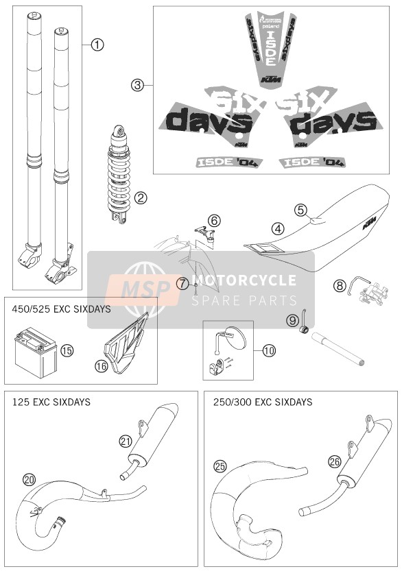 KTM 250 EXC SIX-DAYS Europe 2005 New Parts for a 2005 KTM 250 EXC SIX-DAYS Europe