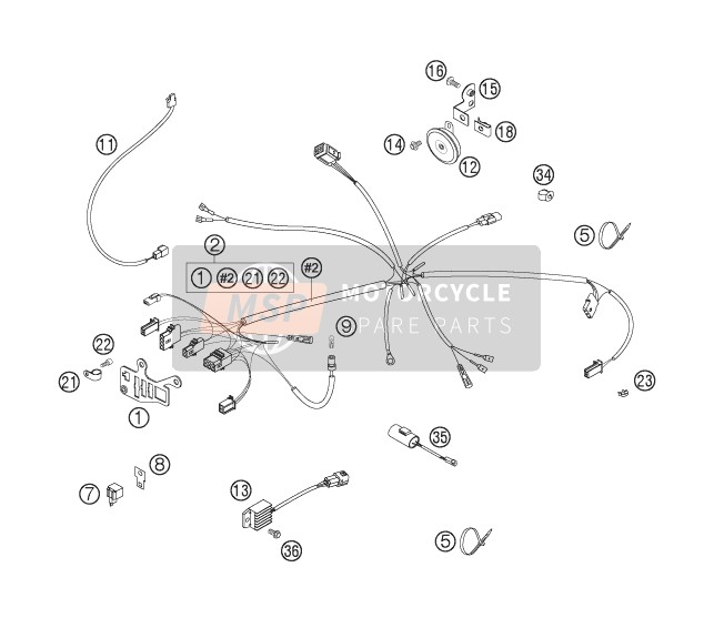 KTM 250 EXC SIX-DAYS Europe 2007 Wiring Harness for a 2007 KTM 250 EXC SIX-DAYS Europe