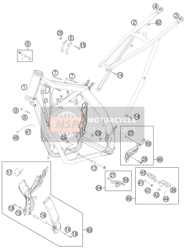 KTM 250 EXC SIX-DAYS Europe 2010 Frame for a 2010 KTM 250 EXC SIX-DAYS Europe