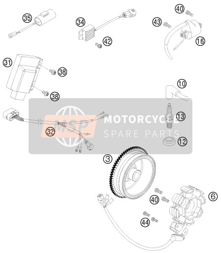 KTM 250 EXC SIX-DAYS Europe 2010 Ontbrandingssysteem voor een 2010 KTM 250 EXC SIX-DAYS Europe