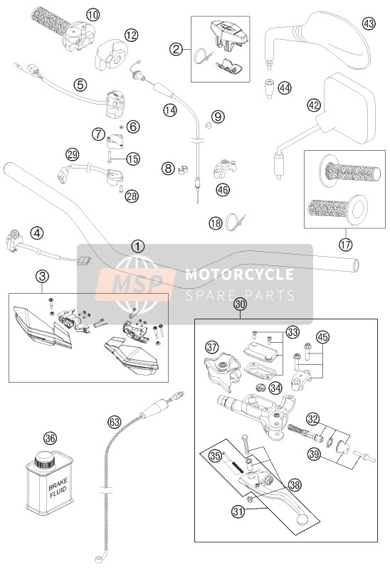 KTM 250 EXC SIX-DAYS Europe 2012 Handlebar, Controls for a 2012 KTM 250 EXC SIX-DAYS Europe