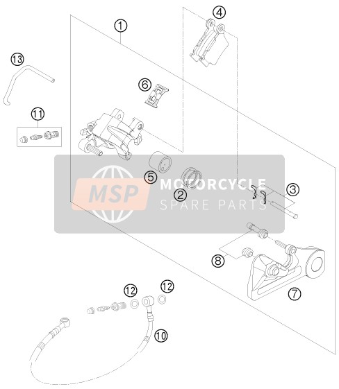 KTM 250 EXC SIX-DAYS Europe 2012 Rear Brake Caliper for a 2012 KTM 250 EXC SIX-DAYS Europe