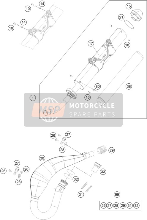 KTM 250 EXC SIX-DAYS Europe 2013 Impianto di scarico per un 2013 KTM 250 EXC SIX-DAYS Europe