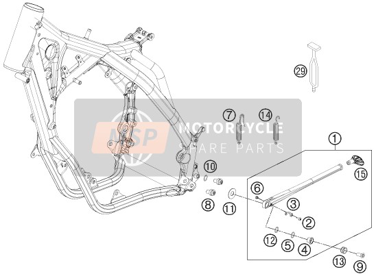 KTM 250 EXC SIX-DAYS Europe 2014 Lado / Caballete central para un 2014 KTM 250 EXC SIX-DAYS Europe