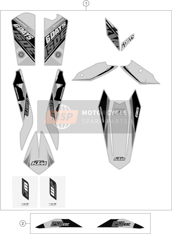 KTM 250 EXC SIX-DAYS Europe 2015 Calcomanía para un 2015 KTM 250 EXC SIX-DAYS Europe
