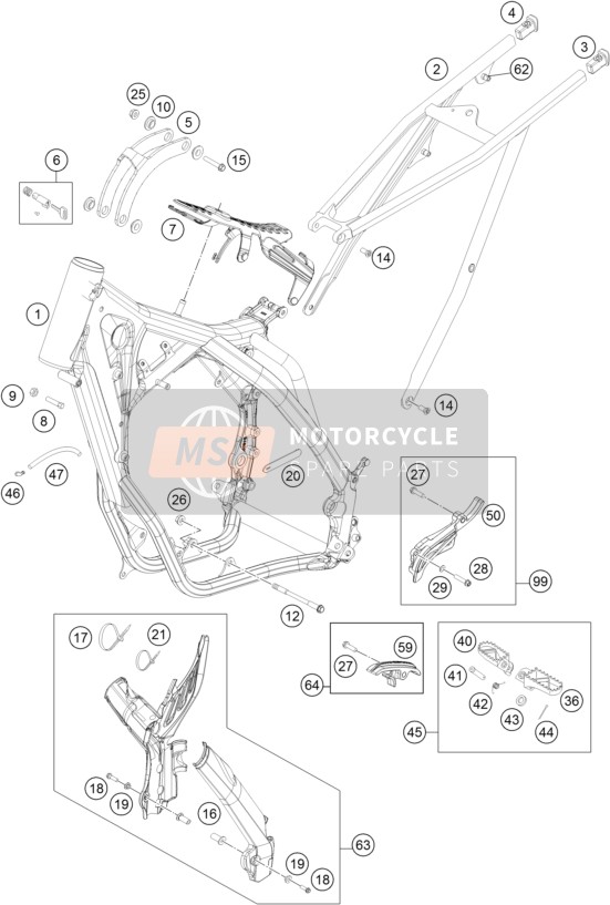 KTM 250 EXC SIX-DAYS Europe 2015 Frame voor een 2015 KTM 250 EXC SIX-DAYS Europe