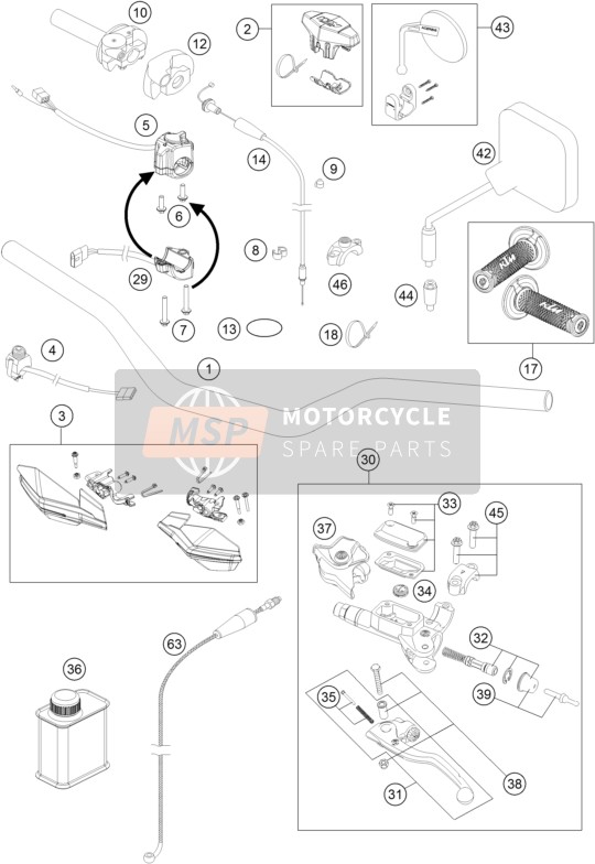 KTM 250 EXC SIX-DAYS Europe 2016 Handlebar, Controls for a 2016 KTM 250 EXC SIX-DAYS Europe