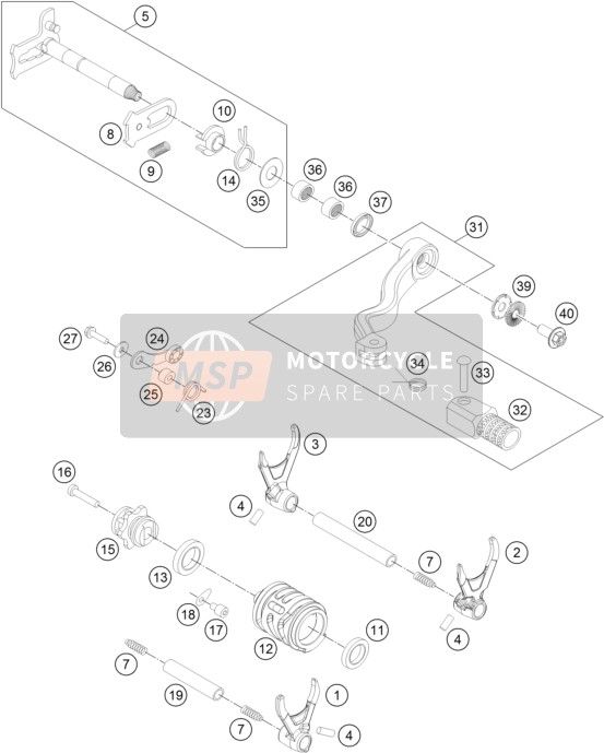 KTM 250 EXC SIX-DAYS Europe 2016 Shifting Mechanism for a 2016 KTM 250 EXC SIX-DAYS Europe