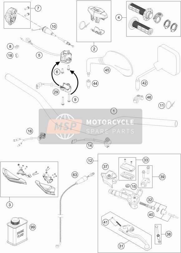 KTM 250 EXC SIX-DAYS Europe 2017 Handlebar, Controls for a 2017 KTM 250 EXC SIX-DAYS Europe