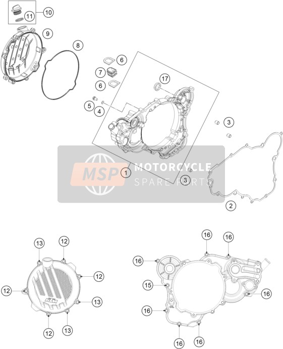 KTM 250 EXC Six Days TPI Europe 2018 Clutch Cover for a 2018 KTM 250 EXC Six Days TPI Europe