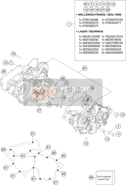 KTM 250 EXC Six Days TPI Europe 2018 Engine Case for a 2018 KTM 250 EXC Six Days TPI Europe