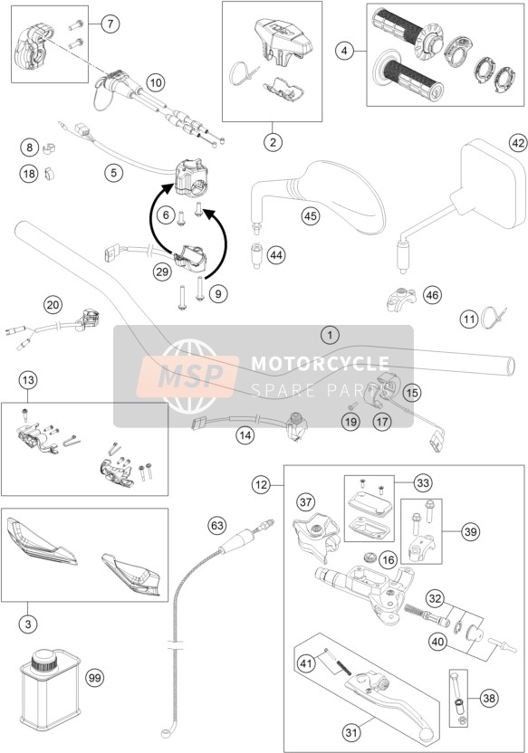 KTM 250 EXC Six Days TPI Europe 2018 Lenker - Steuerungen für ein 2018 KTM 250 EXC Six Days TPI Europe