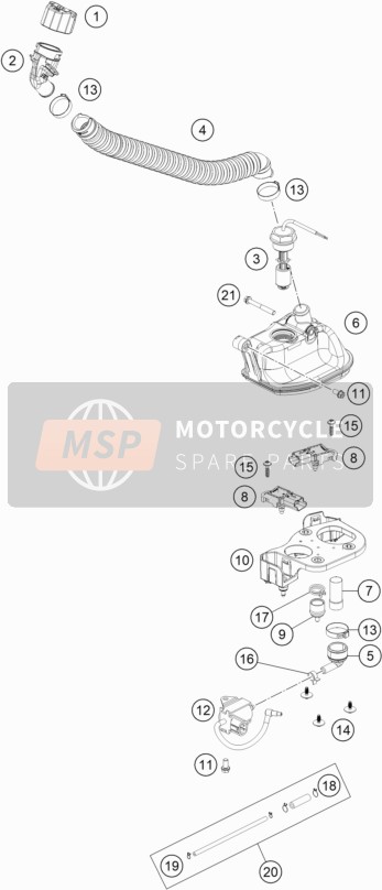 KTM 250 EXC Six Days TPI Europe 2020 Sistema de lubricación para un 2020 KTM 250 EXC Six Days TPI Europe