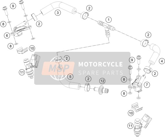 KTM 250 EXC TPI Europe 2018 Kraftstoffverteiler für ein 2018 KTM 250 EXC TPI Europe